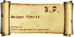 Weiger Patrik névjegykártya